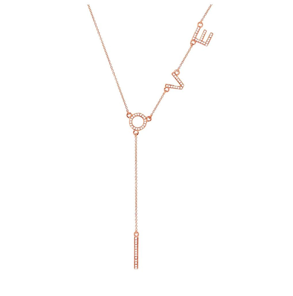 0.17 Ctw 14k Rose Gold Diamond "love" Necklace