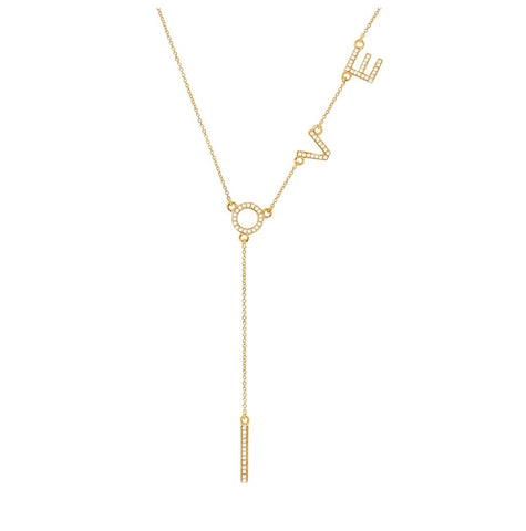 0.17 Ctw 14k Yellow Gold Diamond "love" Necklace