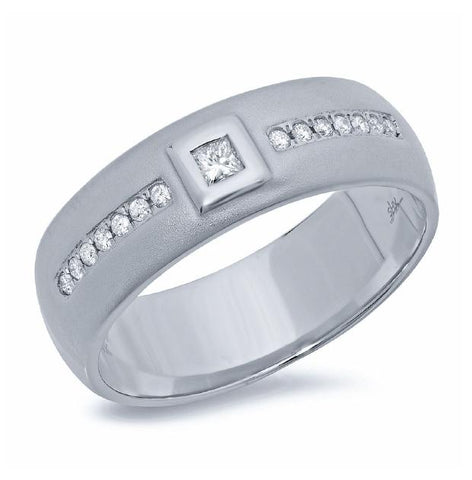 0.21 Ctw 14k White Gold Diamond Mens Band