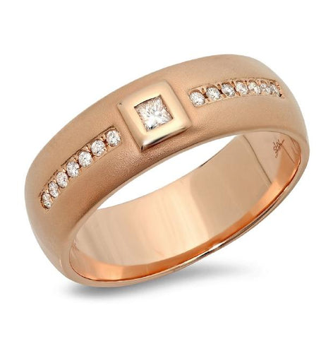 0.21 Ctw 14k Rose Gold Diamond Mens Band