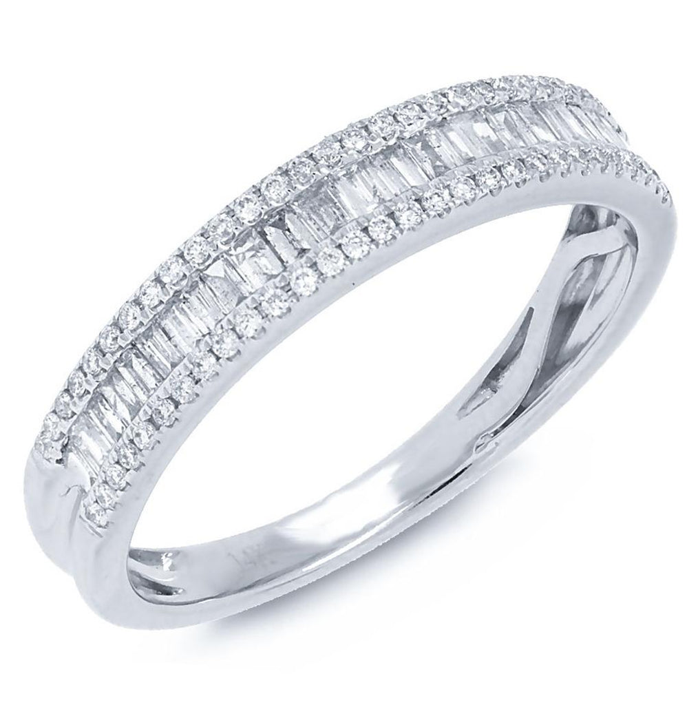 0.37 Ctw 14k White Gold Diamond Baguette Womens Band Size 6