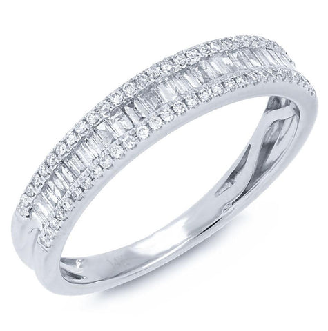 0.37 Ctw 14k White Gold Diamond Baguette Womens Band Size 6