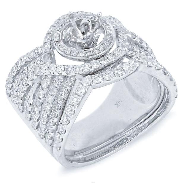 1.32 Ctw 14k White Gold Diamond Semi-mount Ring 2-pc