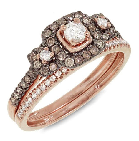 0.55 Ctw 14k Rose Gold Round Brilliant Diamond Ring 2-pc