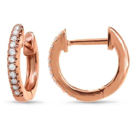 0.13 Ctw 14k Rose Gold Diamond Huggie Earring