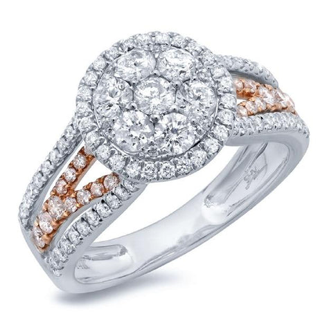 1.25 Ctw 14k Two-tone Rose Gold Diamond Womens Cluster Ring