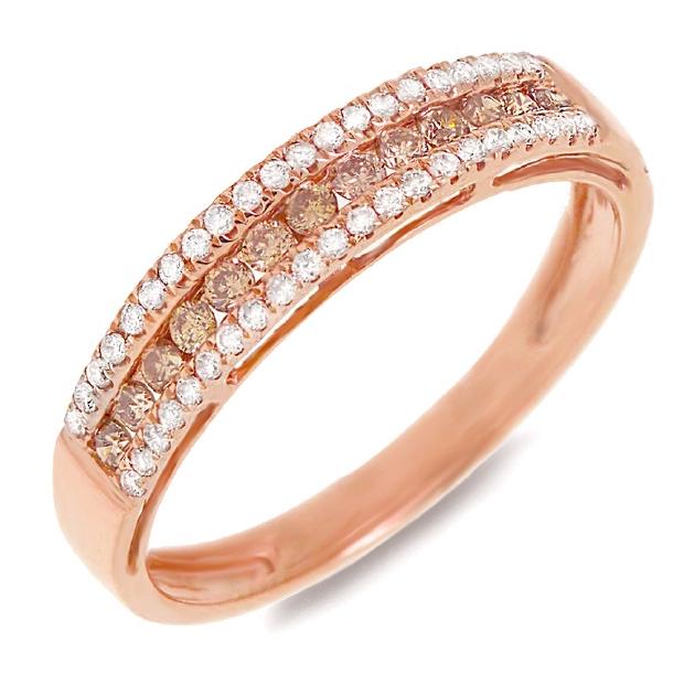 0.36 Ctw 14k Rose Gold White And Champagne Diamond Womens Band