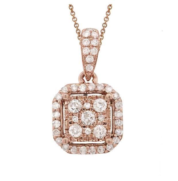 0.29 Ctw 14k Rose Gold Diamond Pendant Necklace With 18 Inch Chain