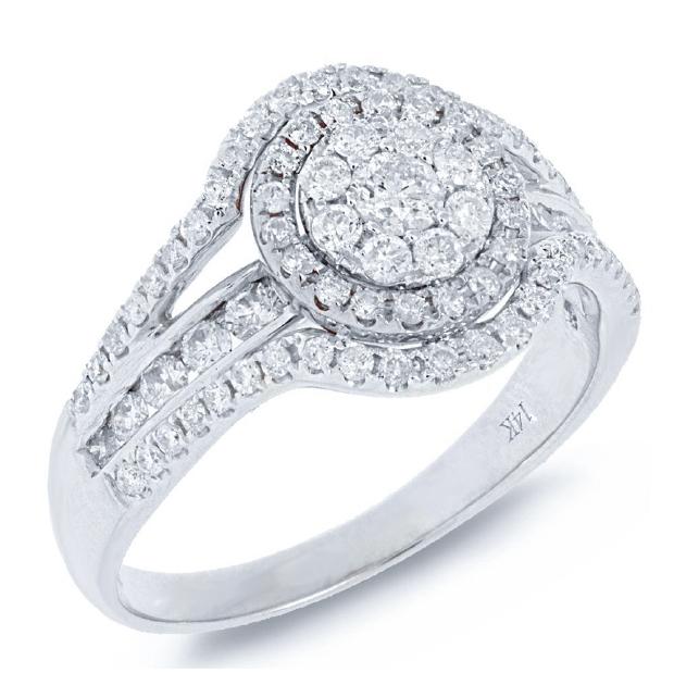 0.80 Ctw 14k White Gold Diamond Womens Ring