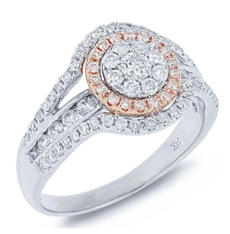 0.80 Ctw 14k Two-tone Rose Gold Diamond Womens Ring