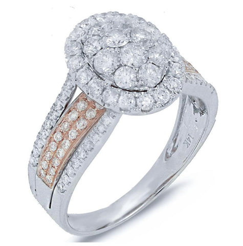 1.23 Ctw 14k Two-tone Rose Gold Diamond Womens Ring Size 5.75