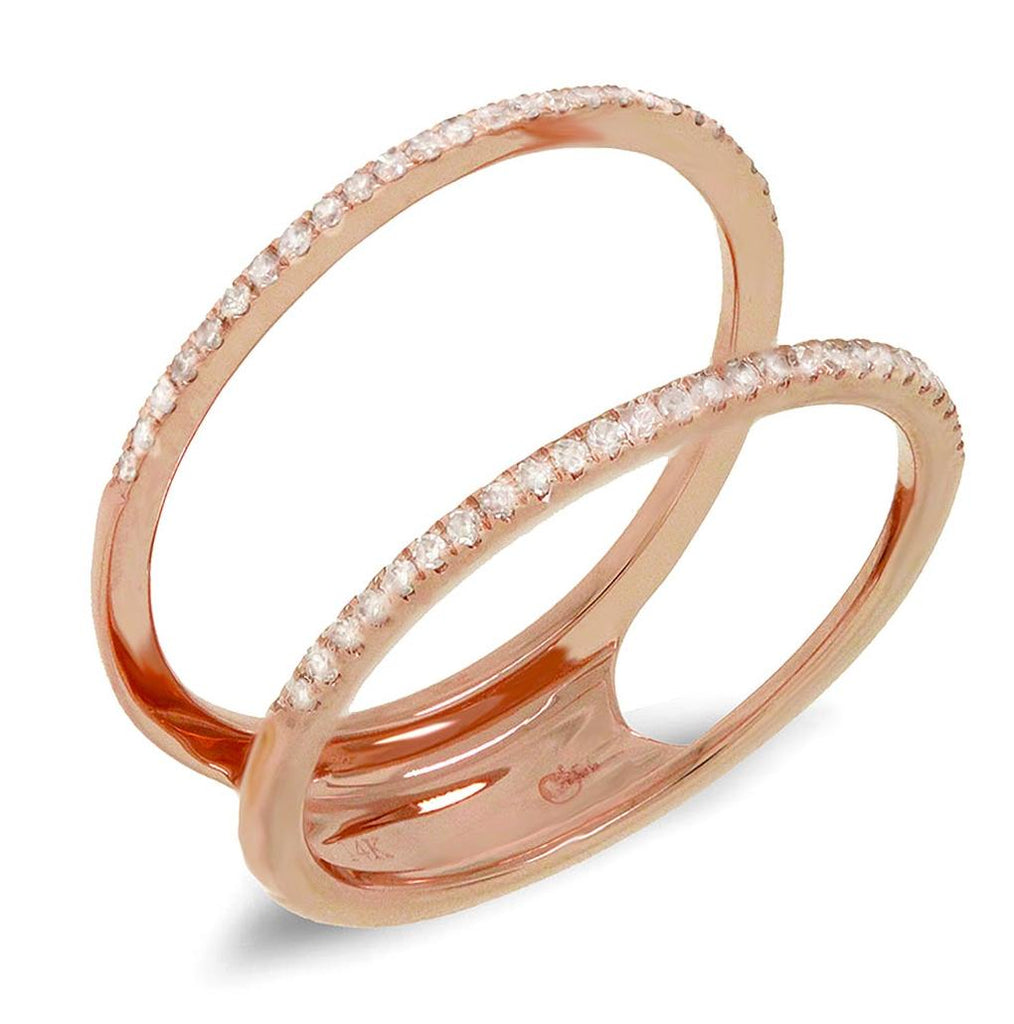 0.18 Ctw 14k Rose Gold Diamond Womens Ring Size 5.5