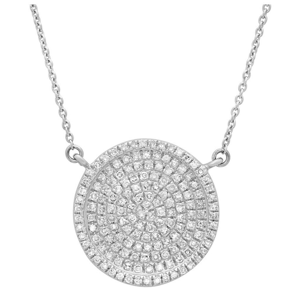 0.47 Ctw 14k White Gold Diamond Pave Circle Necklace