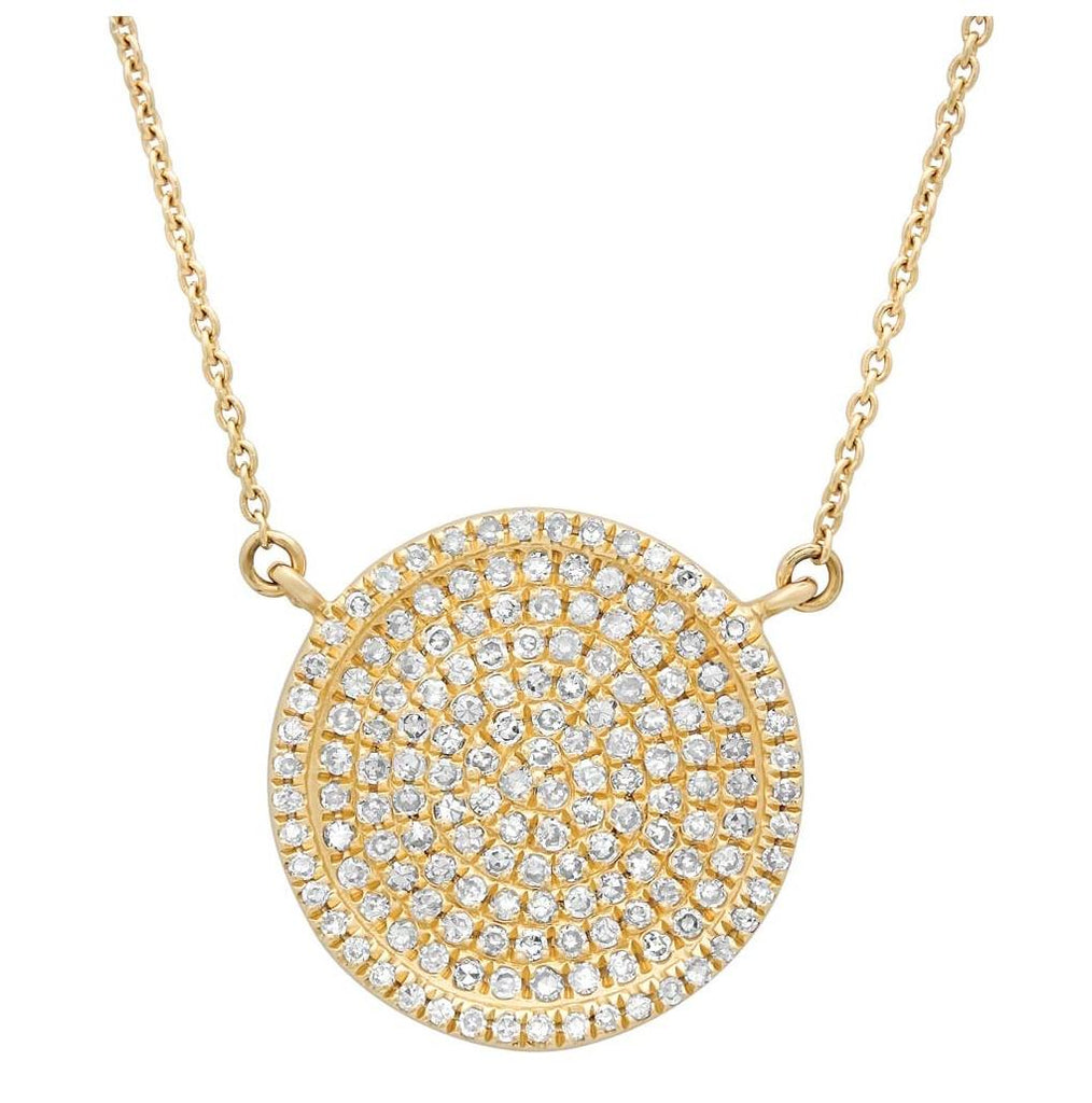 0.47 Ctw 14k Yellow Gold Diamond Pave Circle Necklace