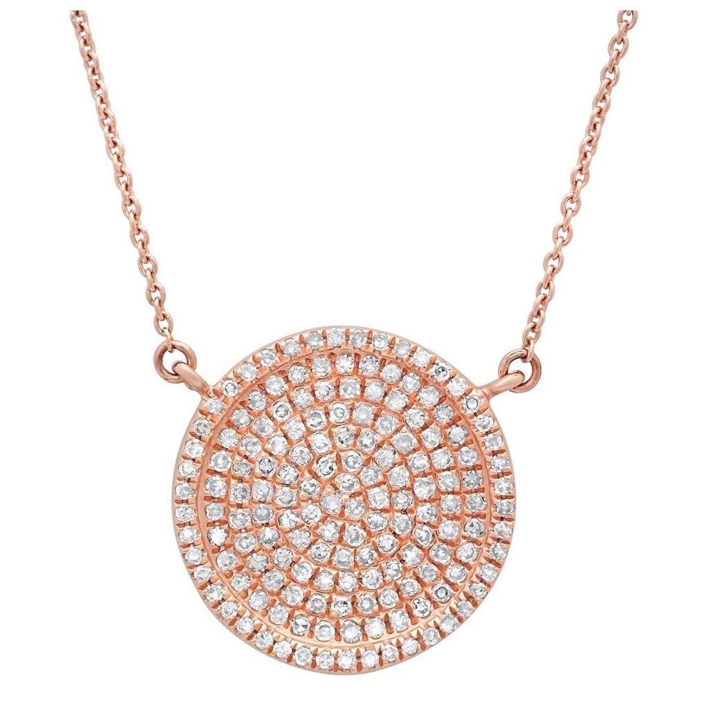 0.47 Ctw 14k Rose Gold Diamond Pave Circle Necklace