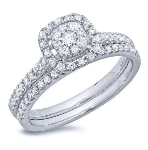 0.60 Ctw 14k White Gold Diamond Wedding Set