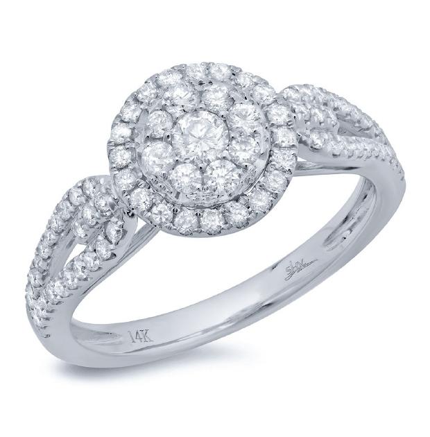 0.65 Ctw 14k White Gold Diamond Womens Ring