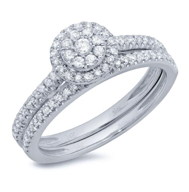 0.44 Ctw 14k White Gold Diamond Wedding Set Pave