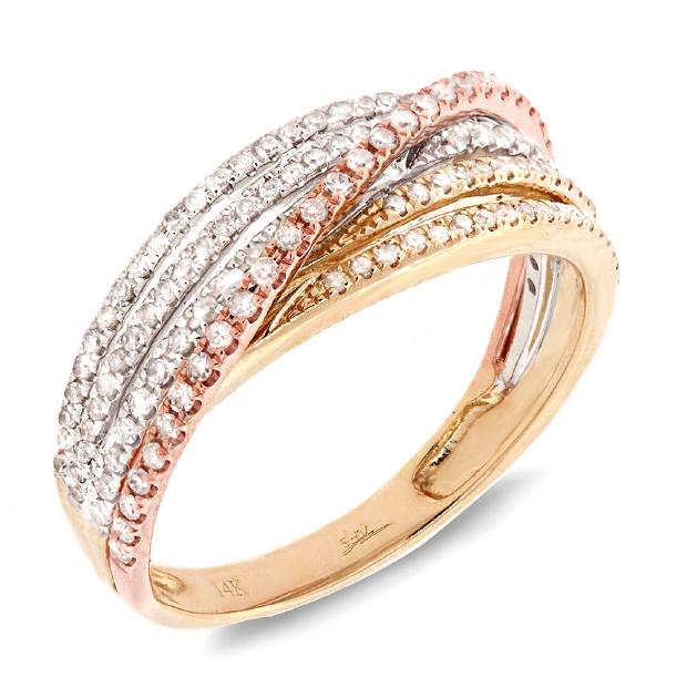 0.49 Ctw 14k Three-tone Gold Diamond Bridge Ring