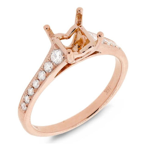 0.24 Ctw 18k Rose Gold Diamond Semi-mount Ring