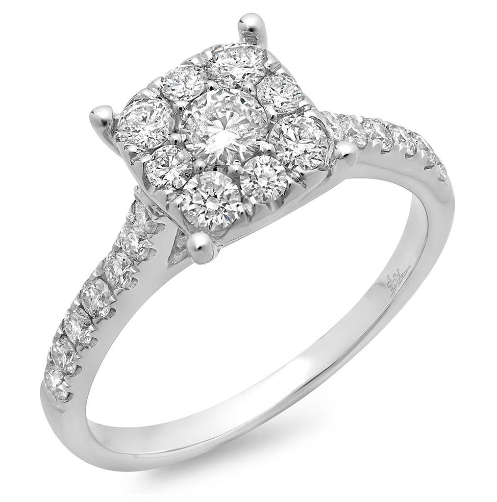 0.87 Ctw 14k White Gold Round Brilliant Diamond Womens Ring