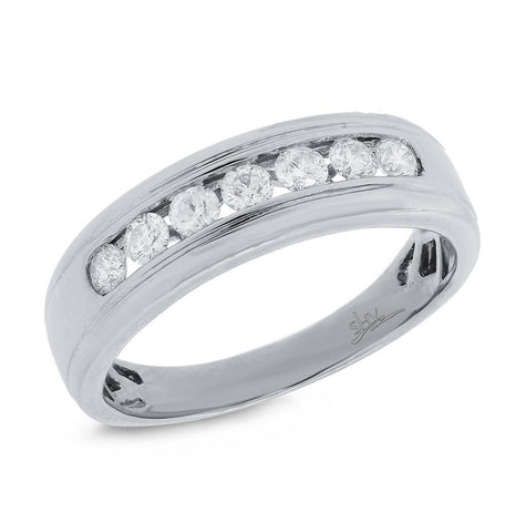 0.61 Ctw 14k White Gold Diamond Mens Band