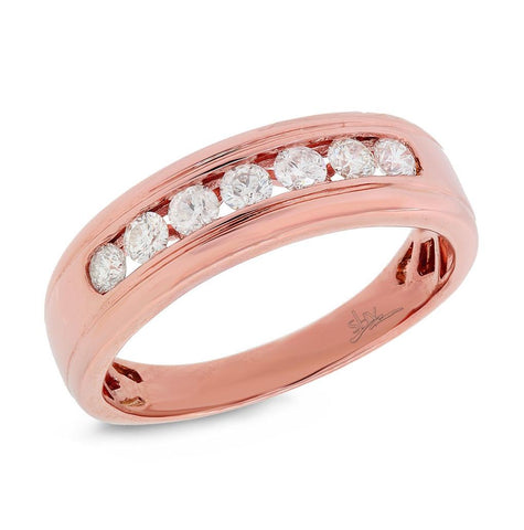 0.61 Ctw 14k Rose Gold Diamond Mens Band