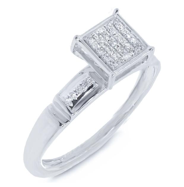 0.15 Ctw 14k White Gold Diamond Pave Womens Ring