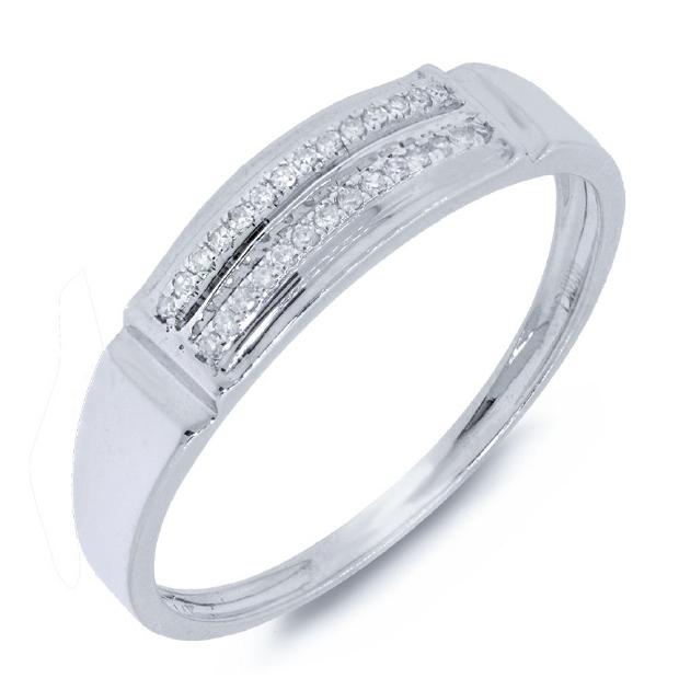 0.05 Ctw 14k White Gold Diamond Mens Band