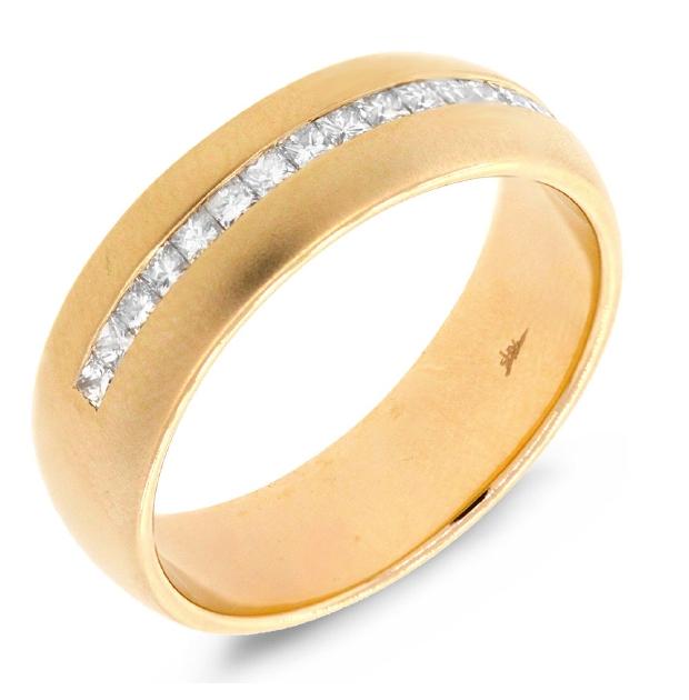 0.58 Ctw 14k Yellow Gold Diamond Princess Cut Mens Band