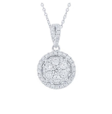 0.60 Ctw 14k White Gold Diamond Pendant Necklace With 18 Inch Chain