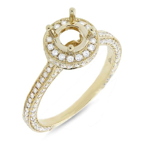 0.68 Ctw 18k Yellow Gold Diamond Semi-mount Ring