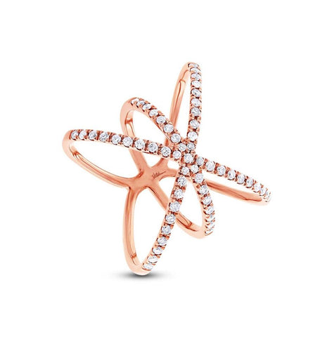 0.51 Ctw 14k Rose Gold Diamond Womens Ring Size 8
