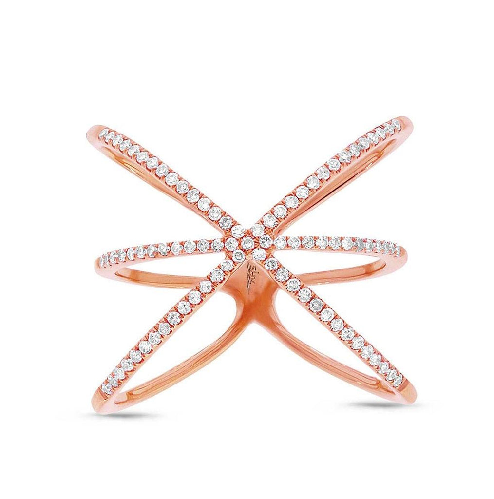 0.28 Ctw 14k Rose Gold Diamond Womens Ring Size 6.5