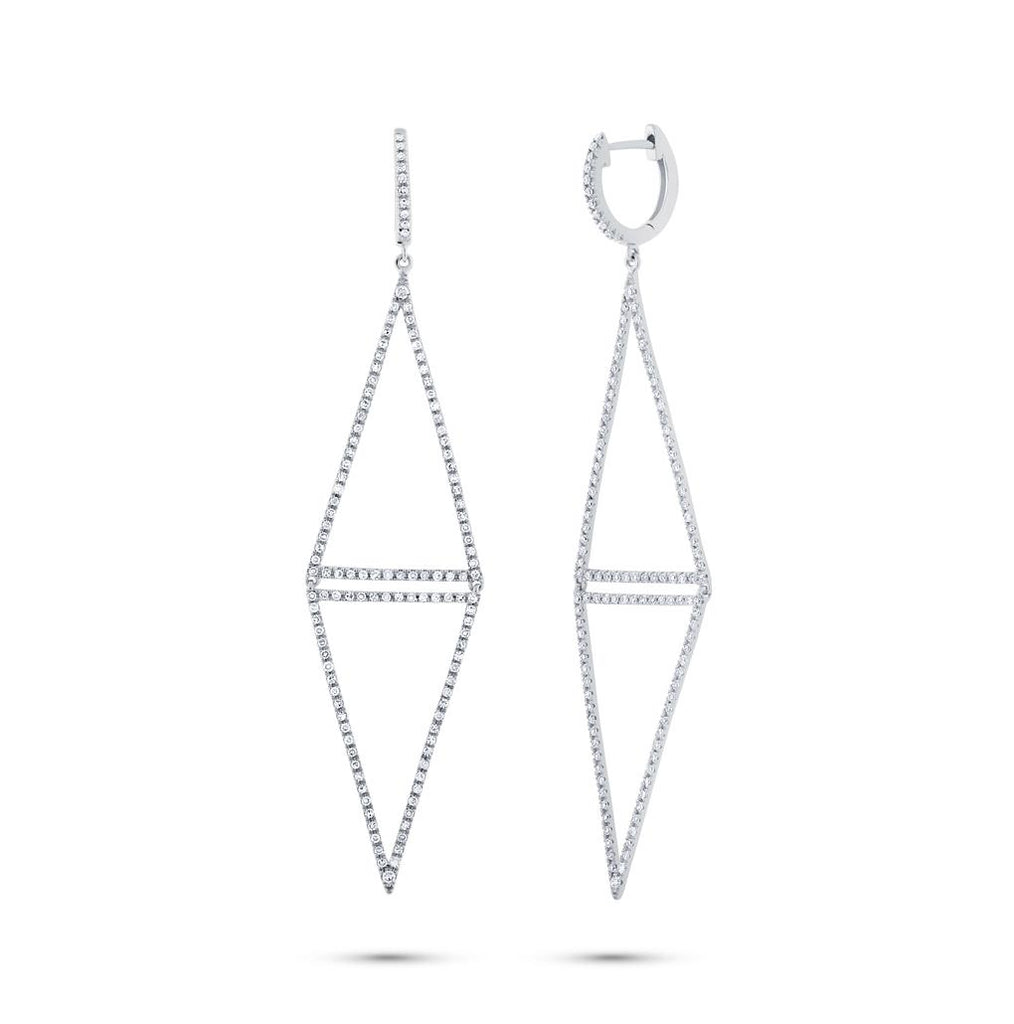 0.89 Ctw 14k White Gold Diamond Triangle Earring