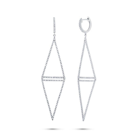 0.89 Ctw 14k White Gold Diamond Triangle Earring