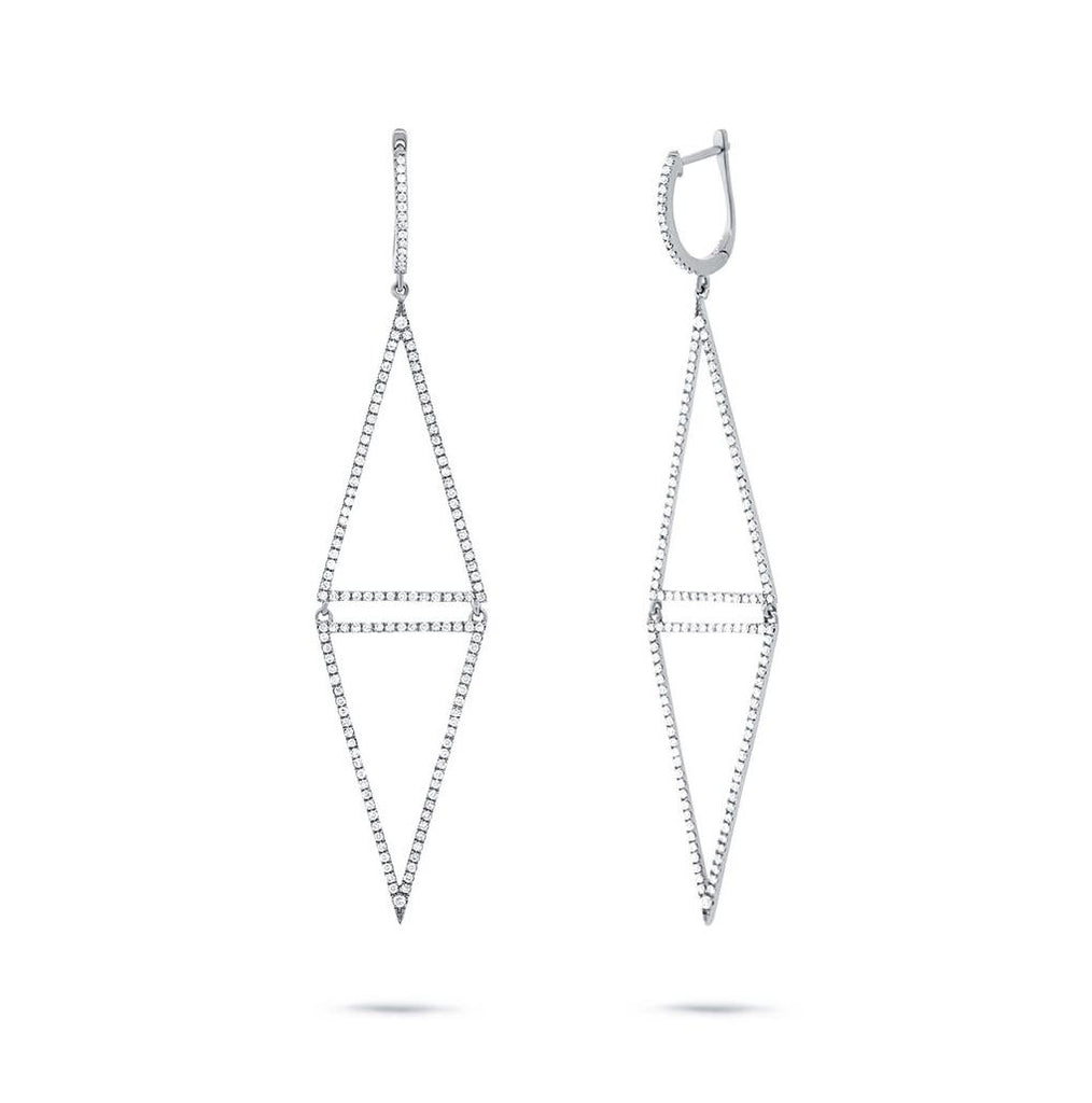 0.98 Ctw 14k White Gold Diamond Triangle Earring