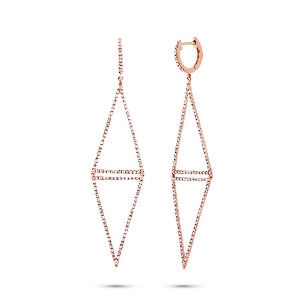 0.89 Ctw 14k Rose Gold Diamond Triangle Earring