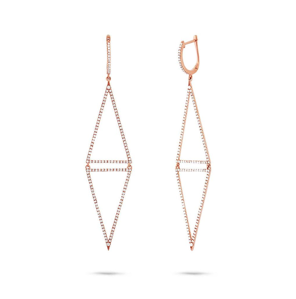 0.98 Ctw 14k Rose Gold Diamond Triangle Earring