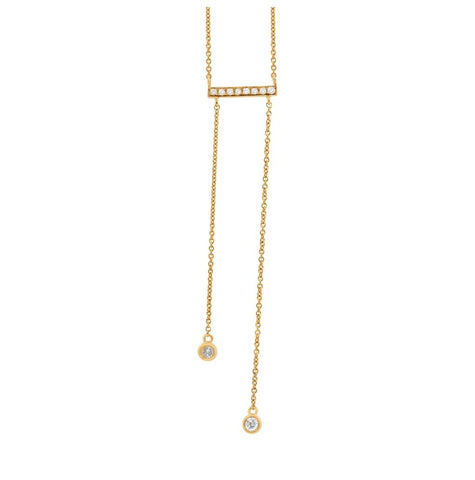 0.15 Ctw 14k Yellow Gold Diamond Bar Lariat Necklace