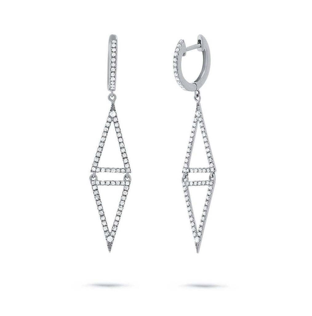 0.49 Ctw 14k White Gold Diamond Triangle Earring