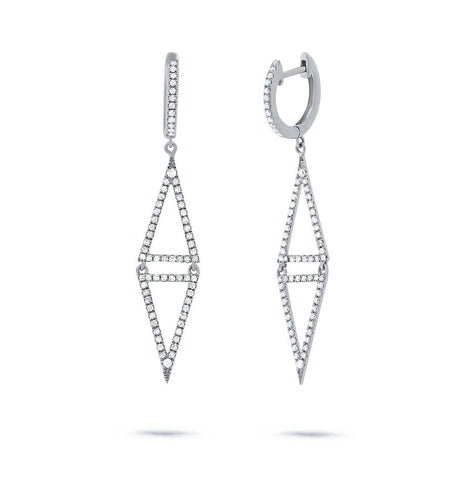 0.49 Ctw 14k White Gold Diamond Triangle Earring