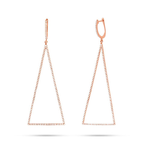 0.88 Ctw 14k Rose Gold Diamond Triangle Earring