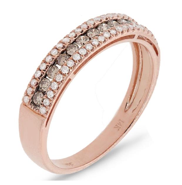 0.37 Ctw 14k Rose Gold White And Champagne Diamond Womens Band