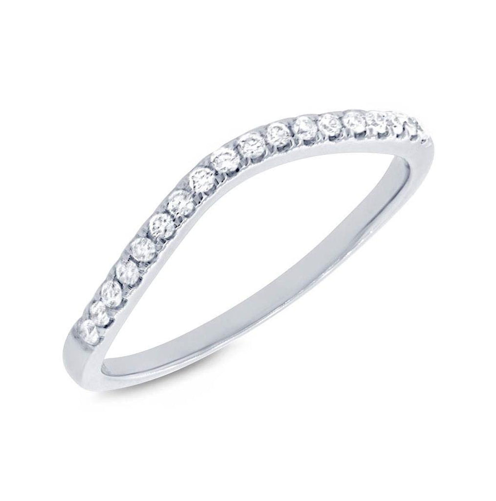 0.19 Ctw 14k White Gold Diamond Womens Curved Band Size 8