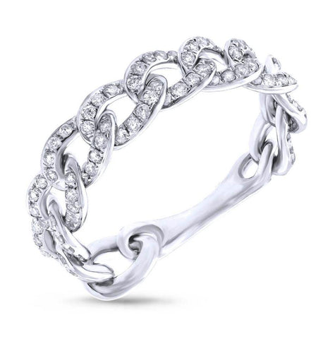 0.62 Ctw 14k White Gold Diamond Chain Ring Size 6.5