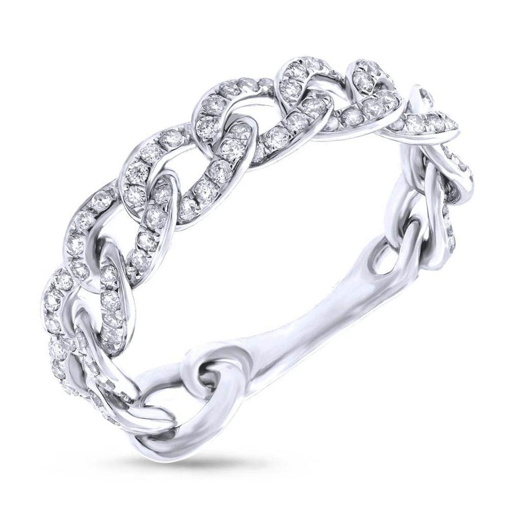 0.62 Ctw 14k White Gold Diamond Chain Ring Size 6