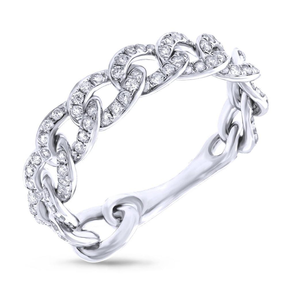 0.62 Ctw 14k White Gold Diamond Chain Ring