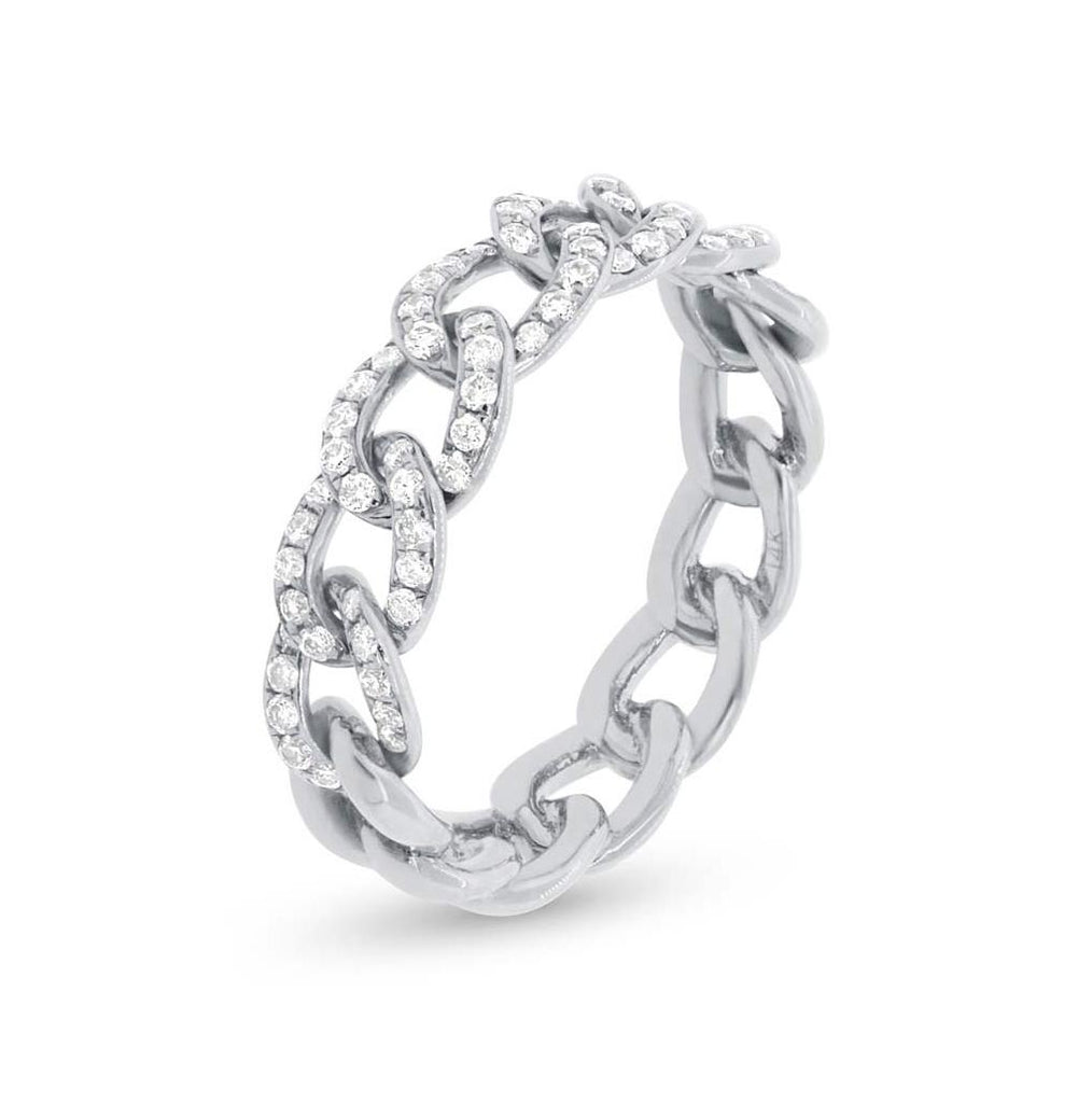 0.41 Ctw 14k White Gold Diamond Chain Ring Size 6