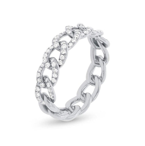 0.41 Ctw 14k White Gold Diamond Chain Ring Size 6